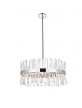 Elegant 6200D25C - Serephina 25 Inch Crystal Round Pendant Light in Chrome