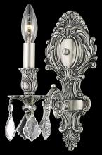  9601W5PW/RC - Monarch 1 Light Pewter Wall Sconce Clear Royal Cut Crystal