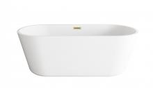  BT10665GW-BGD - 65 inch Soaking Bathtub in Glossy White with Brushed Gold Trim