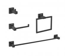  HWB-12S4MBK - Isla 4-piece Bathroom Hardware Set in Matte Black