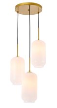  LD2279BR - Collier 3 light Brass and Frosted white glass pendant