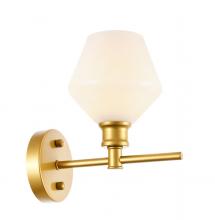  LD2309BR - Gene 1 Light Brass and Frosted White Glass Wall Sconce