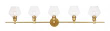  LD2324BR - Gene 5 Light Brass and Clear Glass Wall Sconce