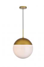  LD6048BR - Eclipse 1 Light Brass Pendant with Frosted White Glass