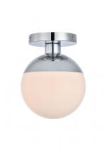  LD6052C - Eclipse 1 Light Chrome Flush Mount with Frosted White Glass