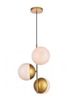  LD6126BR - Eclipse 3 Lights Brass Pendant with Frosted White Glass