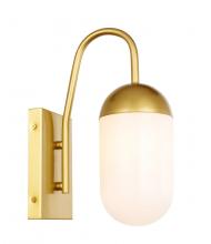  LD6173BR - Kace 1 Light Brass and Frosted White Glass Wall Sconce