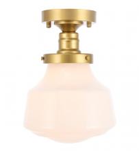  LD6251BR - Lyle 1 Light Brass and Frosted White Glass Flush Mount