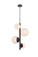  LD655D18BK - Wells 18 Inch Pendant in Black with White Shade