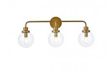  LD7035W28BR - Hanson 3 Lights Bath Sconce in Brass with Clear Shade