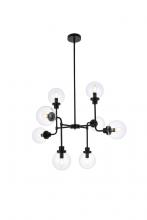  LD7039D36BK - Hanson 8 Lights Pendant in Black with Clear Shade