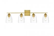  LD7309W34BRA - Harris 4 Light Brass and Clear Bath Sconce