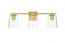  LD7310W23BRA - Kacey 3 Light Brass and Clear Bath Sconce