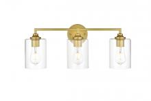  LD7315W23BRA - Mayson 3 Light Brass and Clear Bath Sconce