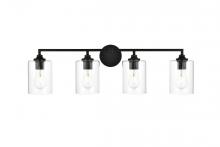  LD7315W33BLK - Mayson 4 Light Black and Clear Bath Sconce