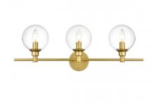  LD7318W28BRA - Jaelynn 3 Light Brass and Clear Bath Sconce