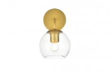  LD7321W6BRA - Genesis 1 Light Brass and Clear Bath Sconce