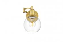  LD7327W6BRA - Davian 1 Light Brass and Clear Swing Arm Wall Sconce