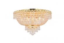  V1900F20G/RC - Century 9 Light Gold Flush Mount Clear Royal Cut Crystal