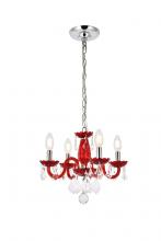  V7804D15RD/RC - Rococo 4 Light Red Pendant Bordeaux(Red) Royal Cut Crystal