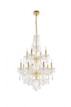  V7890D28G/RC - Giselle 12 Light Gold Chandelier Clear Royal Cut Crystal