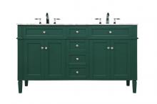  VF12560DGN - 60 Inch Double Bathroom Vanity in Green