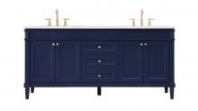  VF31872DBL - 72 Inch Double Bathroom Vanity in Blue