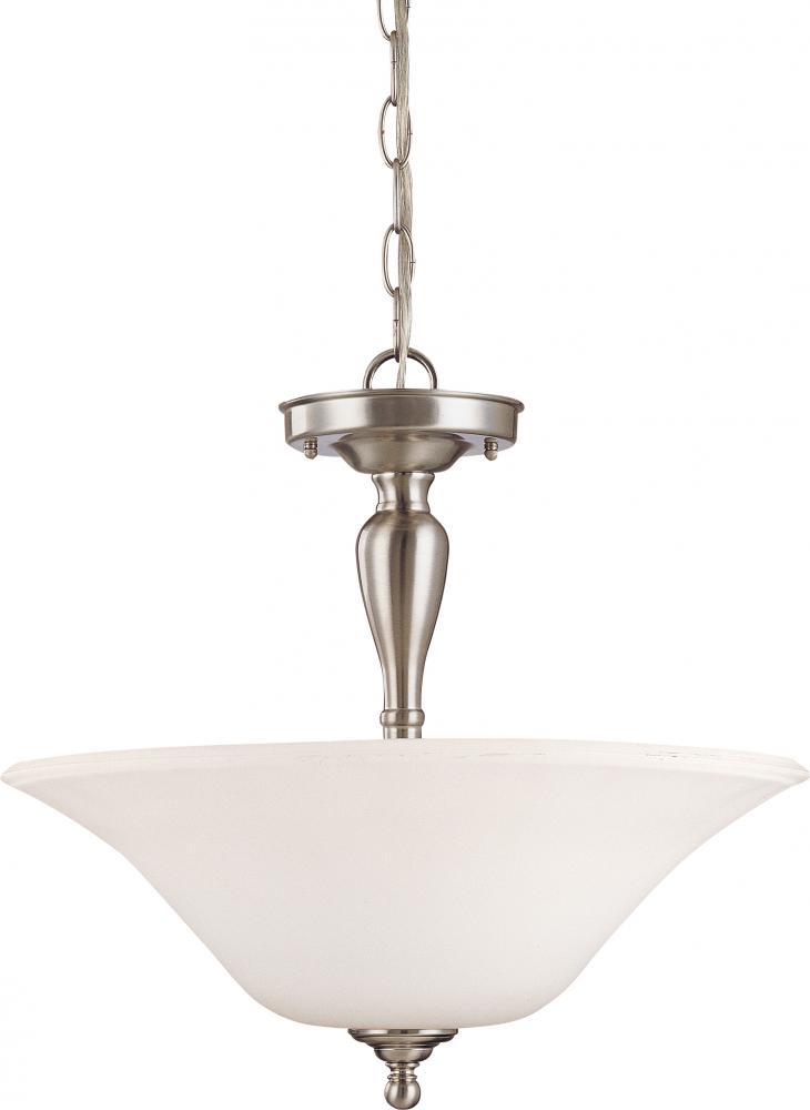 Dupont - 3 Light Semi Flush with Satin White Glass - Brushed Nickel Finish