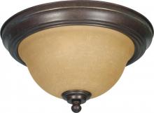  60/1037 - Castillo - 2 Light Flush Mount with Champagne Linen Washed Glass - Sonoma Bronze Finish