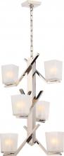  60/5094 - Timone - 6 Light Pendant with Etched Sandstone Glass; Polished Nickel Finish