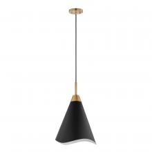  60/7473 - Tango; 1 Light; Medium Pendant; Matte Black with Burnished Brass