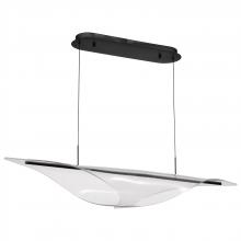  62/2023 - Geneva; 46 Inch LED Island Pendant; Matte Black; Silk Screened Acrylic Lens