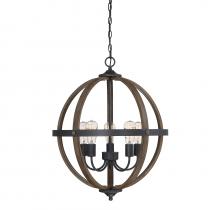  M70041WB - 5-Light Pendant in Wood with Black