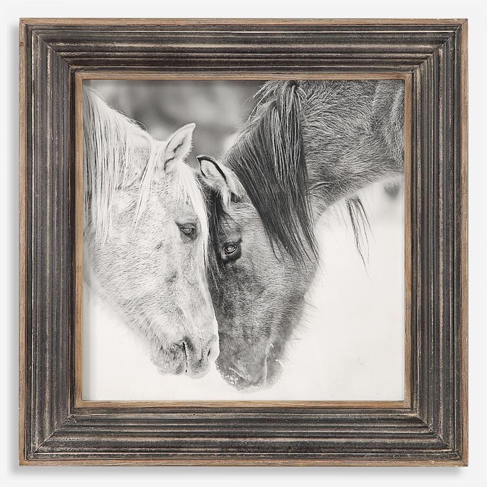 Custom Black And White Horses Print